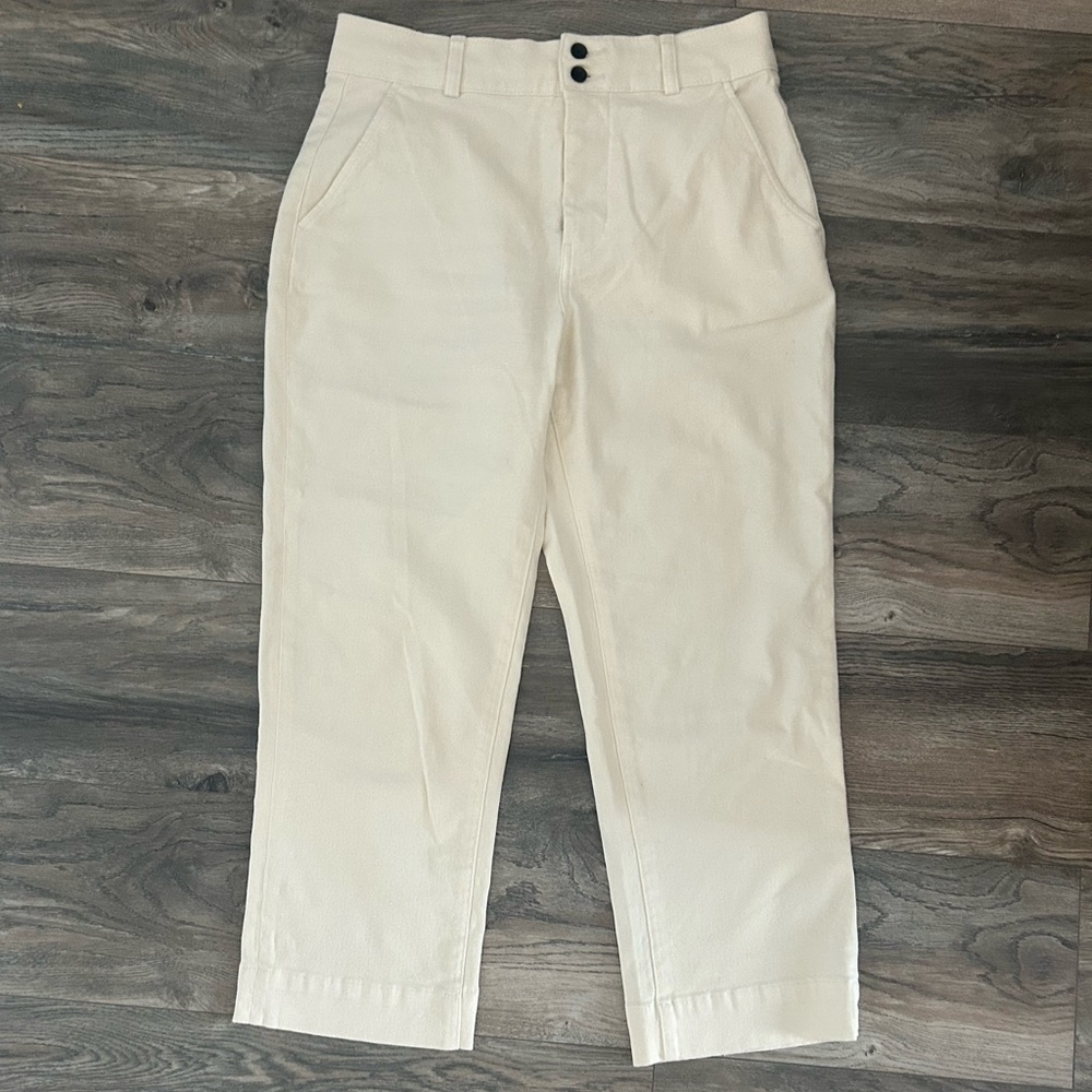 Everlane off white neutral straight leg cropped pant size 10